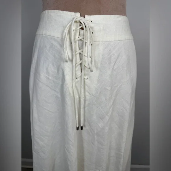 Ralph Lauren Lace-Up White Maxi Skirt - Picture 2 of 7